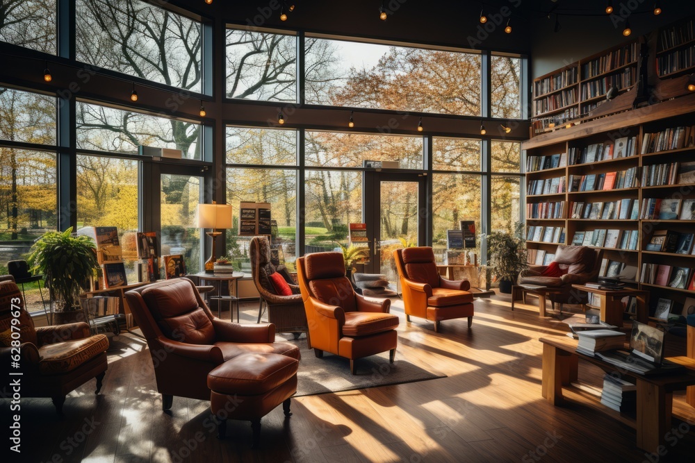 Modern And Well Designed Bookstore, Generative AI