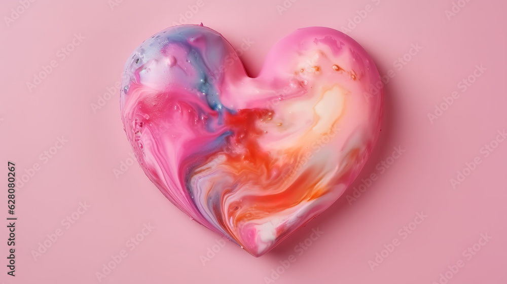 Pink heart on white background,saint valentine's day concept. Generative Ai