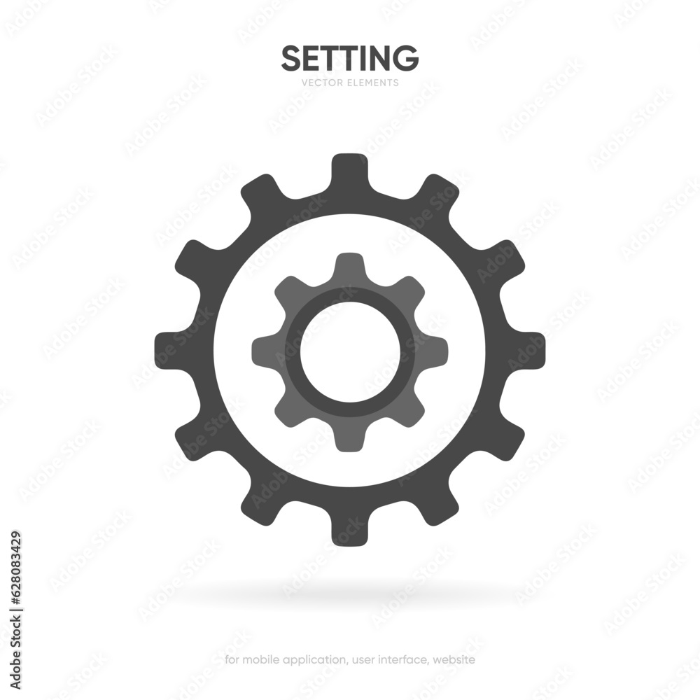 Setting icon vector. Tools, cog, gear sign isolated on white background. Help options account concept. Trendy Flat style for graphic design. Icons for adjustment, gauge, tune, test. Setting icon vector. Tools, cog, gear sign isolated on white background. Help options account concept. Trendy Flat style for graphic design. Icons for adjustment, gauge, tune, test.