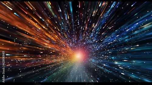 A colorful light burst in space. Generative AI