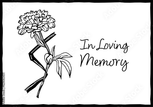 Obituary postcard with the text In Loving Memory.