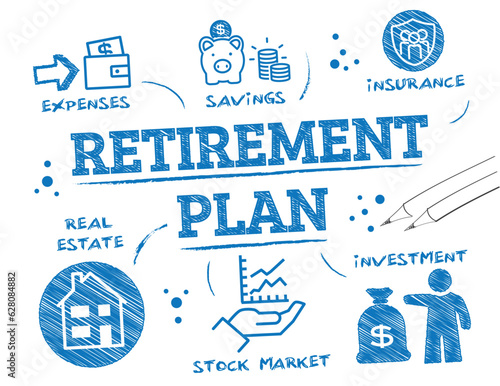 retirement plan scribble concept - vector illustration