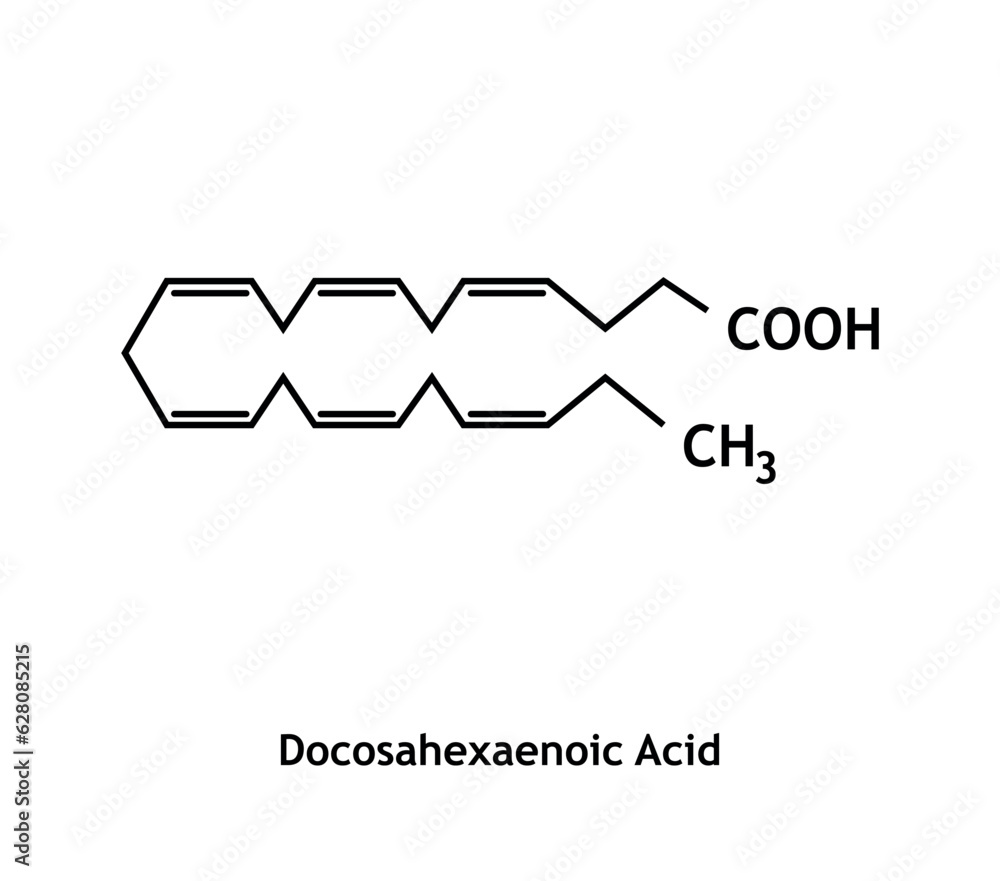 Docosahexaenoic acid structure. Vector illustration. Docosahexaenoic acid structure. Vector illustration.