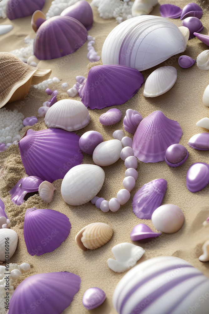 purple and white shells, generative ai purple and white shells, generative ai