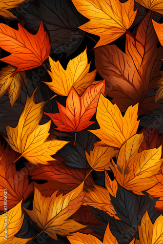 autumn leaves background. Vertical 2 3. Generative ai