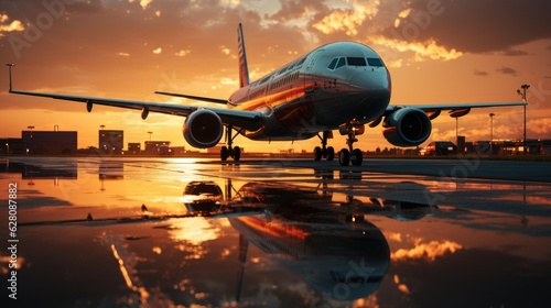 Airplane in flight. Passenger plane flying on a high altitude above the clouds