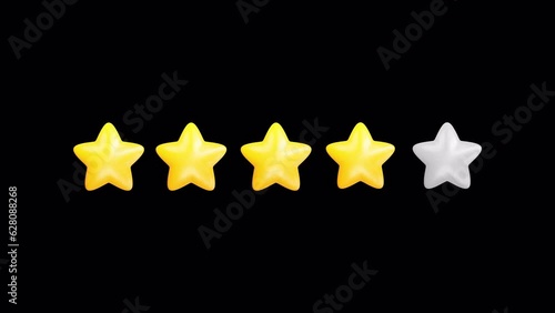 Four star positive rating, customer review, positive feedback with transparent background 