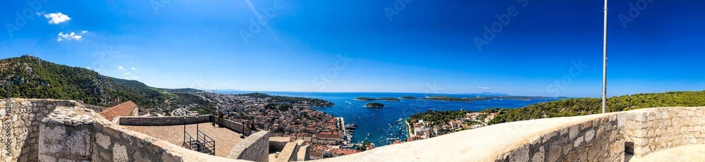 Panoramic sea view from the Croatian castle on Hvar