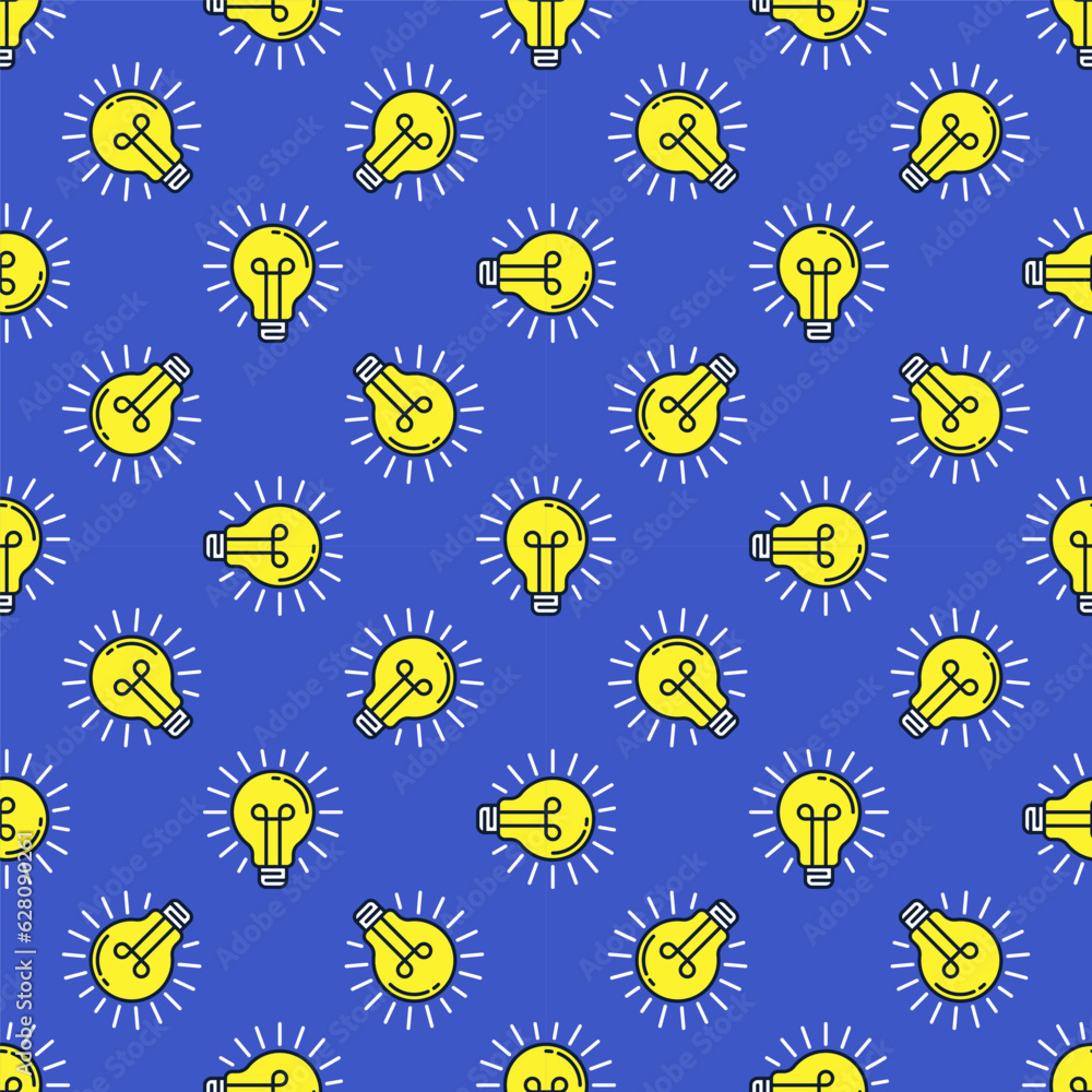 Bulb vector Light concept colored seamless pattern