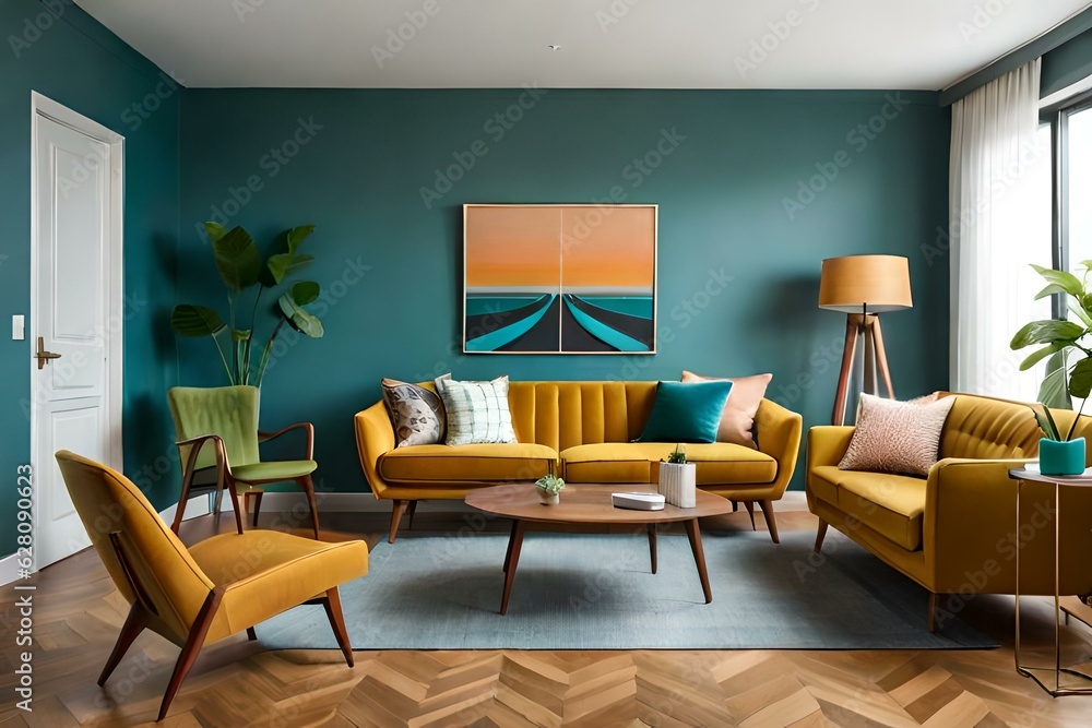 HOME INDOOR INTERIOR SOFA SET AND PAINTING ON WALL AI GENERATED HOME INDOOR INTERIOR SOFA SET AND PAINTING ON WALL AI GENERATED