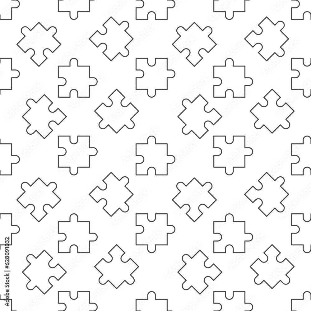 Puzzle vector concept simple outline seamless pattern Puzzle vector concept simple outline seamless pattern