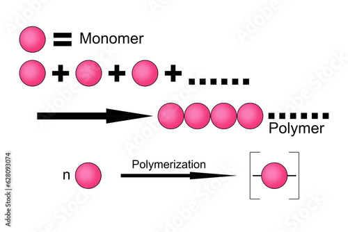 Canvas Print Polymerization reaction diagram isolated on white,