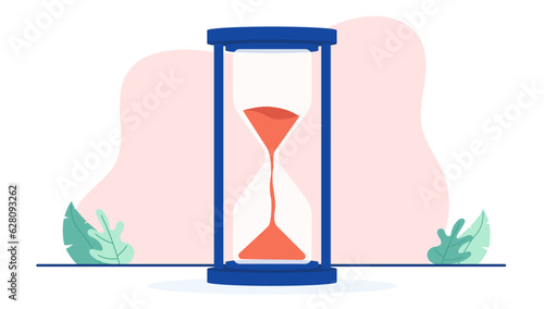 Hourglass vector - Flat design illustration of sand timer on white background