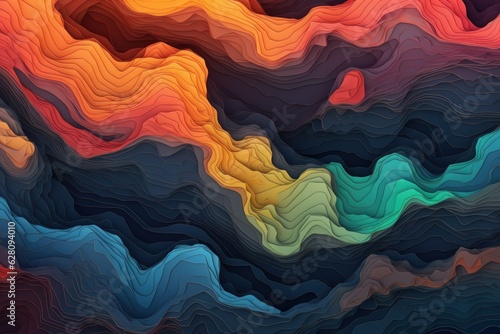 Illustration of Colorful Abstract Background with Wavy Lines, created using generative AI