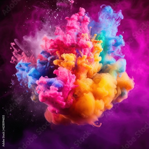 Illustration of colored smoke floating in the air created using generative AI