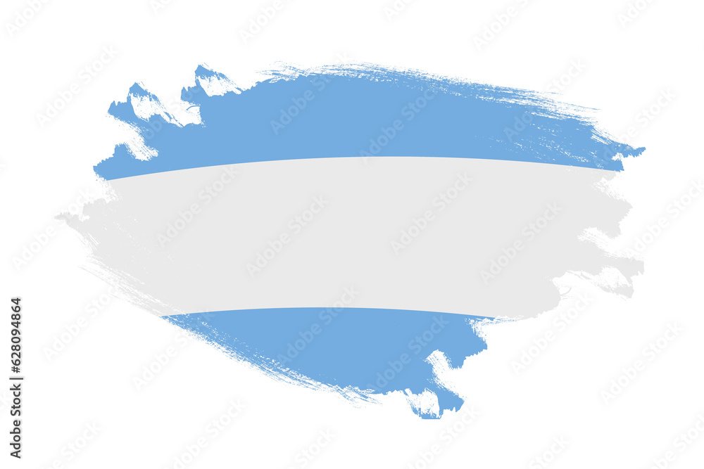 Abstract stroke brush textured national flag of Argentina on isolated white background