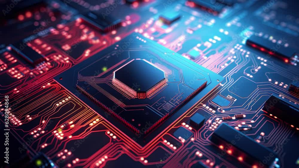 Futuristic Technology Background. Technology science background. Integrated communication processor. 3D animation Futuristic Technology Background. Technology science background. Integrated communication processor. 3D animation