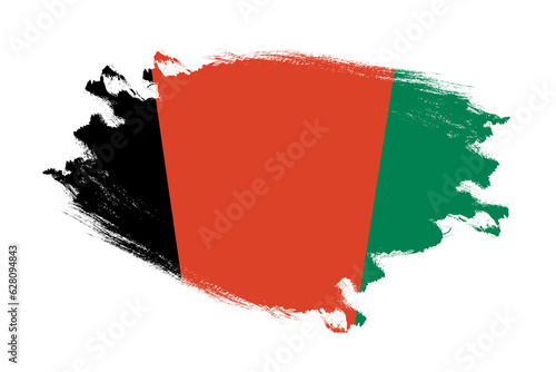 Quadro em tela Abstract stroke brush textured national flag of Afghanistan on isolated white ba