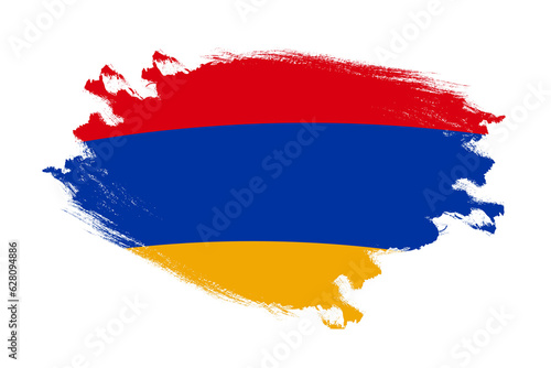 Abstract stroke brush textured national flag of Armenia on isolated white background