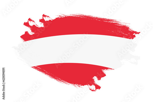 Abstract stroke brush textured national flag of Austria on isolated white background