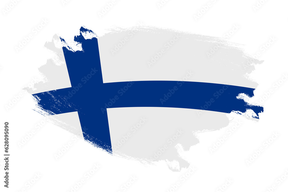 Abstract stroke brush textured national flag of Finland on isolated white background Abstract stroke brush textured national flag of Finland on isolated white background