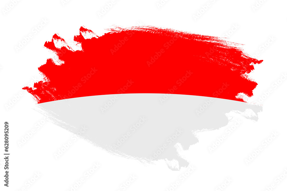Abstract stroke brush textured national flag of Indonesia on isolated white background Abstract stroke brush textured national flag of Indonesia on isolated white background
