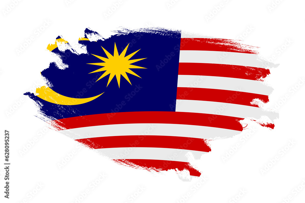 Abstract stroke brush textured national flag of Malaysia on isolated white background Abstract stroke brush textured national flag of Malaysia on isolated white background
