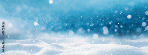 Photo Beautiful ultrawide background image of light snowfall falling over of snowdrifts