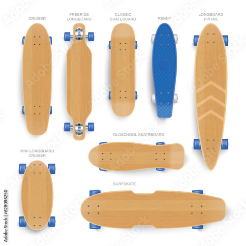 Realistic Skateboard Models Set