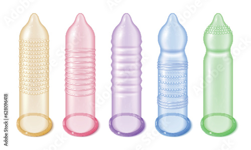 Colorful Condoms Realistic Set