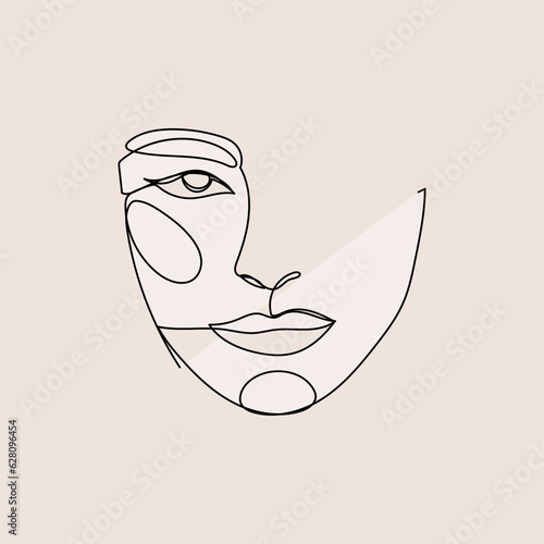 Woman Monoline Face Portrait Abstract Aesthetic Minimalist Poster Decoration Element Icon Vector Illustration Pattern Background