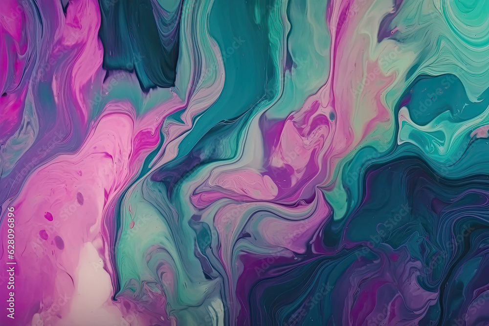 Mixture of acrylic paints. Liquid marble texture. Fluid art. AI-generated image