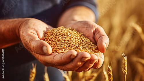 Farmer holding wheat © Godam