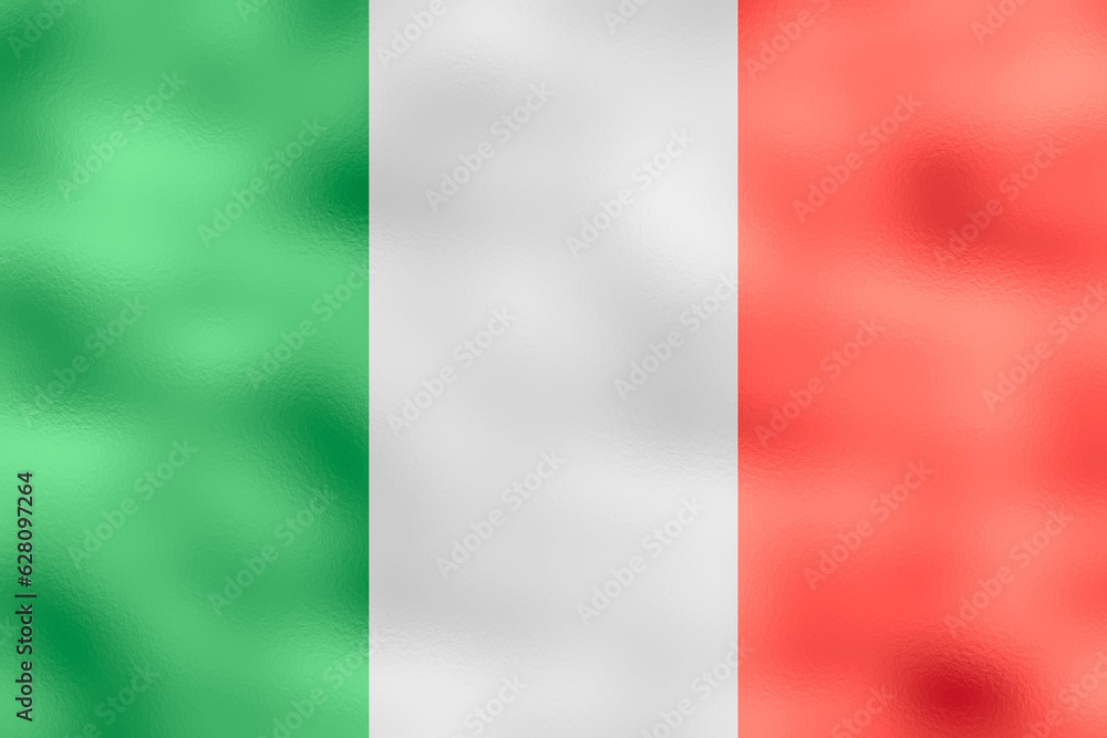 Obraz premium Flag of Italy. 2:3 Proportions. Original to scale. Italian flag Illustration. Metallic glamour design. 