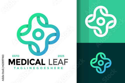 Nature leaf medical care logo design vector symbol icon illustration