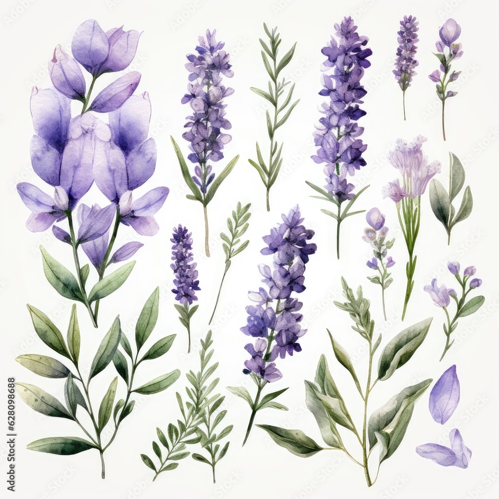 Fototapeta premium watercolor blue flower isolated , AI Generated