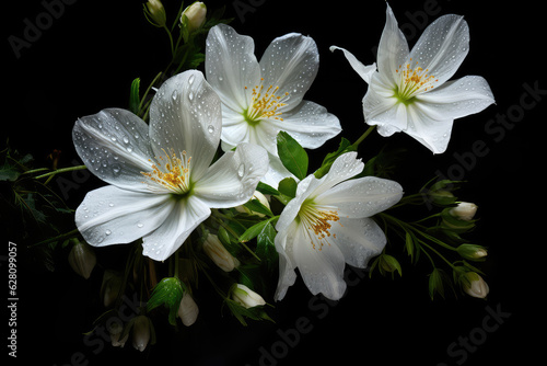 White flowers with green leaves