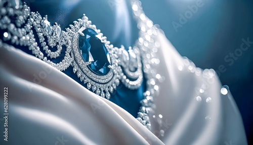 Blue diamond and white diamonds jewellery design collection gem masterpiece, luxury exclusive sapphire gemstone and exquisite premier bespoke jeweller custom-cut sapphires. Generative Ai