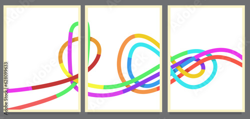 set of colorful figur of eight knot loop. rope line abstract style painting vector illustration