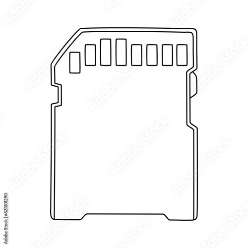 Memory card storage in doodle vector style, sd card