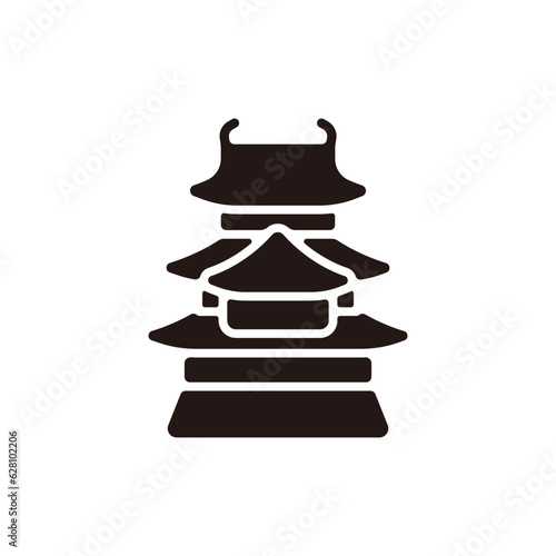 Japanese castle icon.Flat silhouette version.