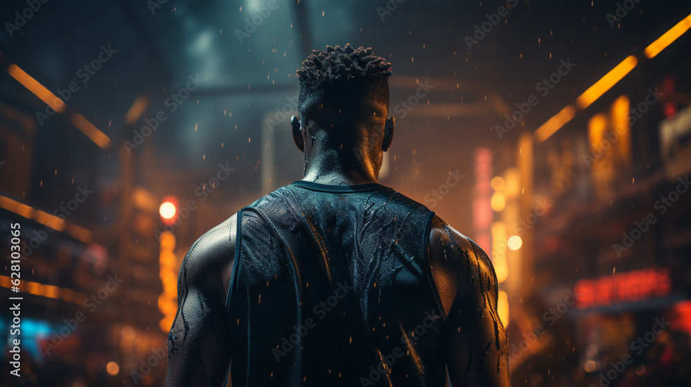 Obraz premium Basketball player back view. Generative Ai