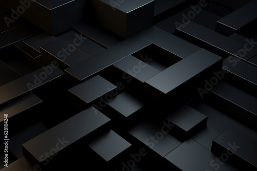 Black sleek 3d geometric abstract background