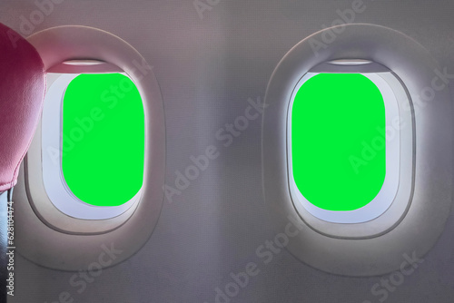aeroplane window with clear background from a big airplane airline jet