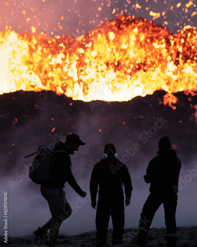 Police by the volcano