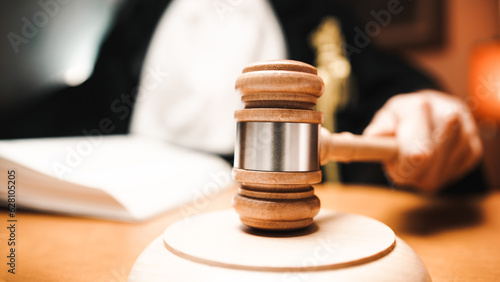 Fotografie, Obraz Judge Issues Sentence with wooden gravel