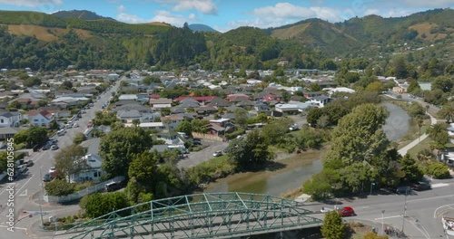 Aerial: Downtown Nelson and the Maitai River, New Zealand. photo