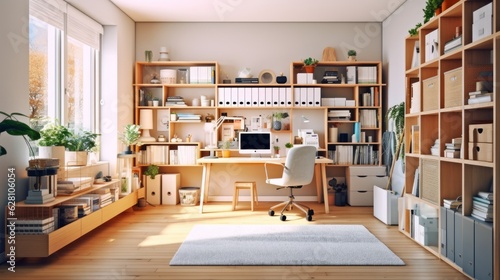 A well-structured home office space with efficient storage solutions. AI generated