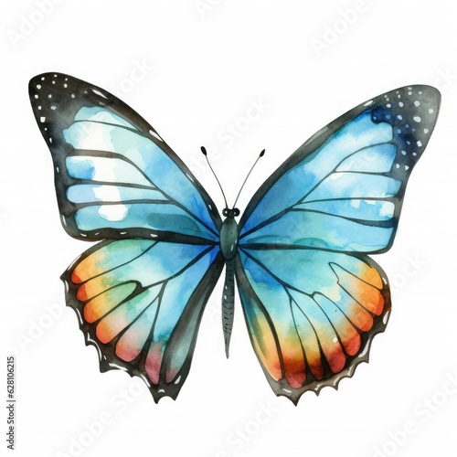 blue butterfly isolated on white, AI Generated