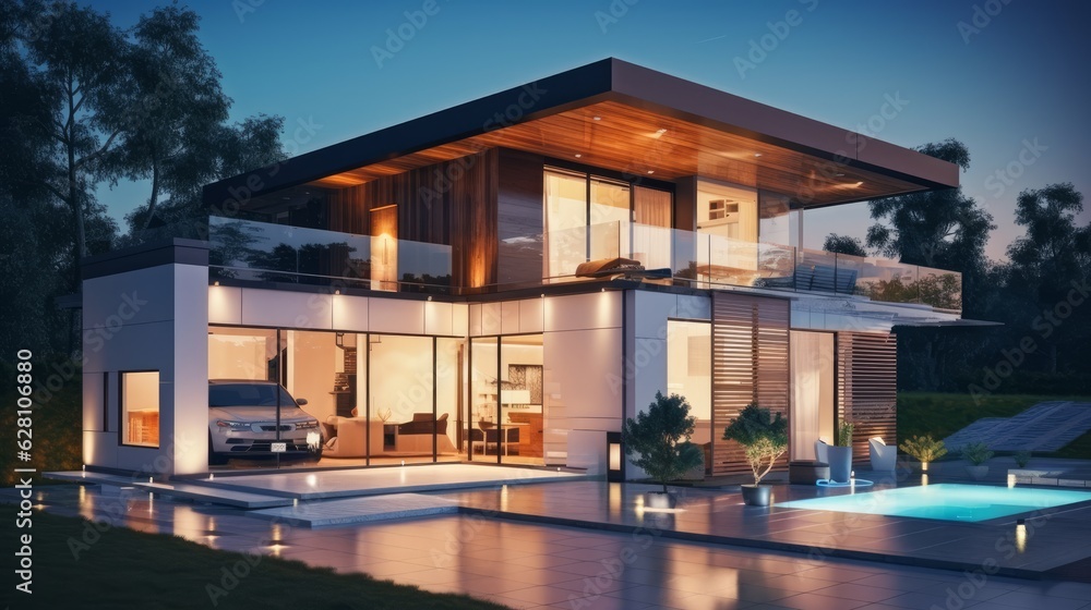 A home showcasing advanced smart home technology and automation. AI generated